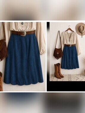 Suede Skirt Vintage Think Tank Blue Size 6